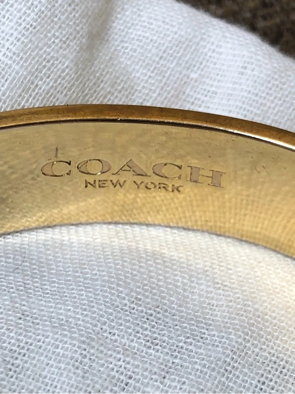 Coach C Signature Gold-Tone Enamel Bangle Pair in Black and Cream - Picture 12 of 12